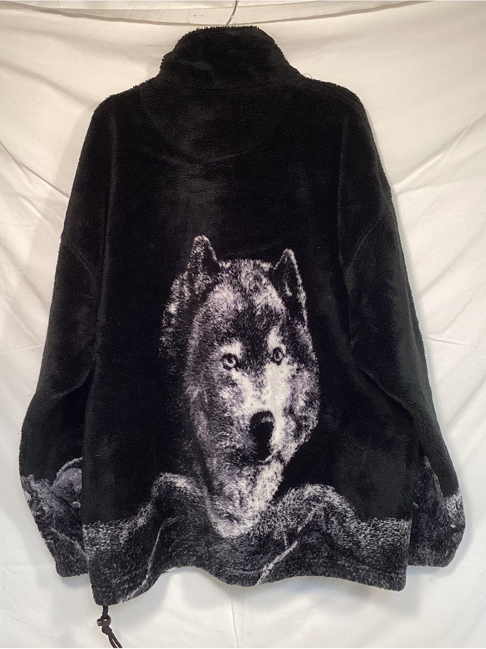 Bear Ridge Vintage Wolf All Over Print Plush Fleece Jacket Size XL